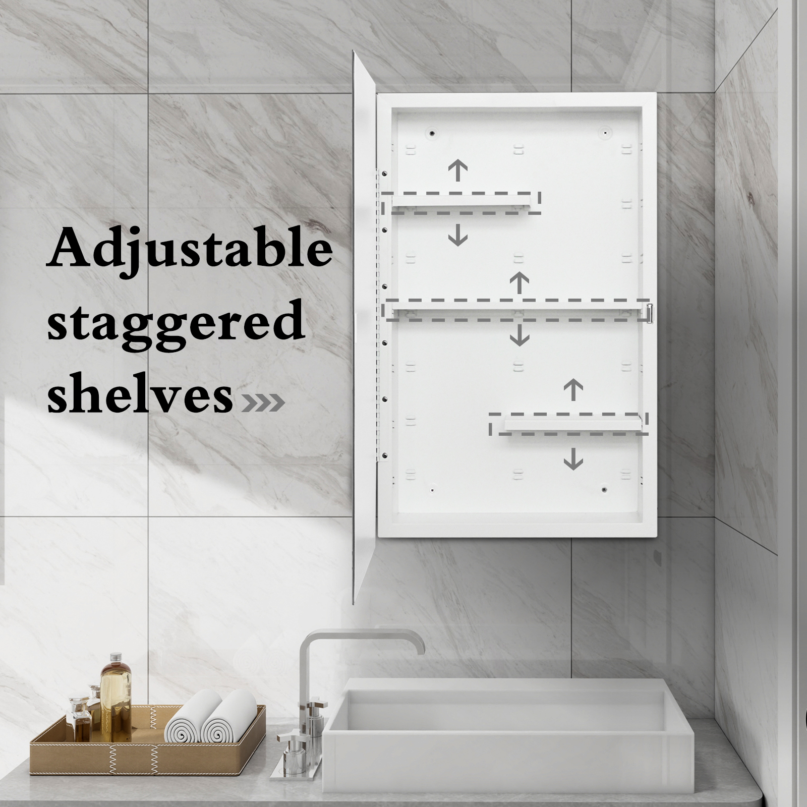 Plastic Medicine Cabinet, With Golden Round Corner Frame