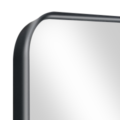 Fundin Black Plastic Medicine Cabinet, Mirror Door with Round Corner Metal Frame, Recessed and Surface Mount Bathroom Wall Medicine Cabinet, 16 x 28 inch Mirror Size