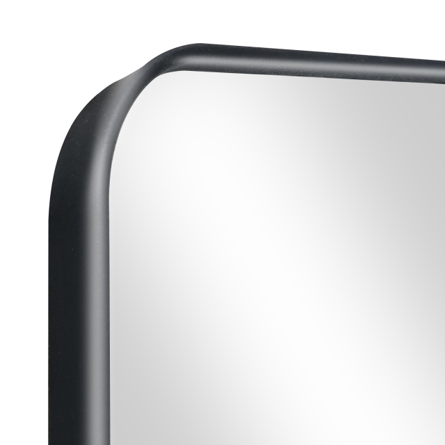 Fundin Black Plastic Medicine Cabinet, Mirror Door with Round Corner Metal Frame, Recessed and Surface Mount Bathroom Wall Medicine Cabinet, 16 x 28 inch Mirror Size