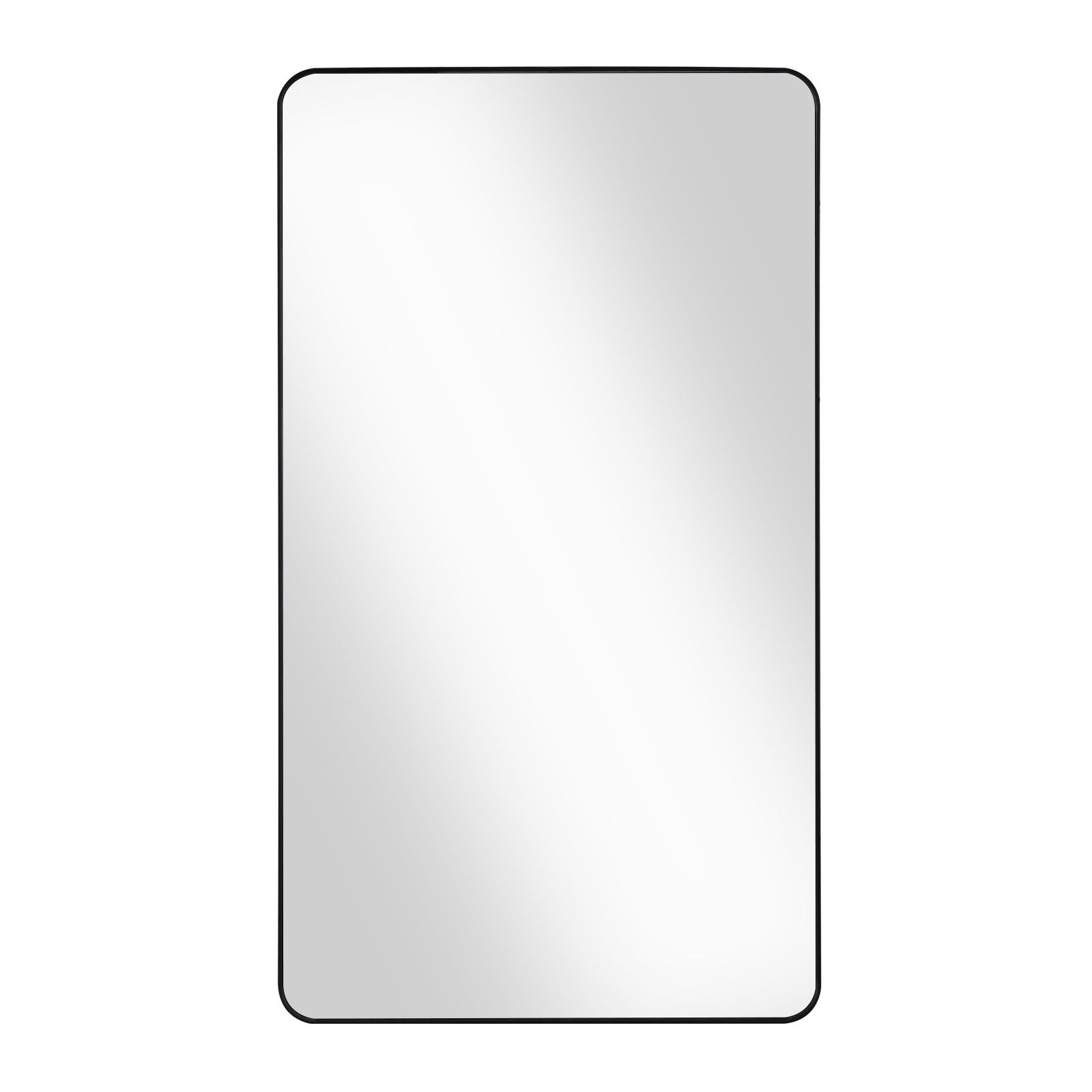 Fundin Black Plastic Medicine Cabinet, Mirror Door with Round Corner Metal Frame, Recessed and Surface Mount Bathroom Wall Medicine Cabinet, 16 x 28 inch Mirror Size