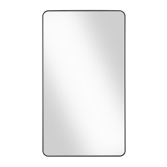 Fundin Black Plastic Medicine Cabinet, Mirror Door with Round Corner Metal Frame, Recessed and Surface Mount Bathroom Wall Medicine Cabinet, 16 x 28 inch Mirror Size