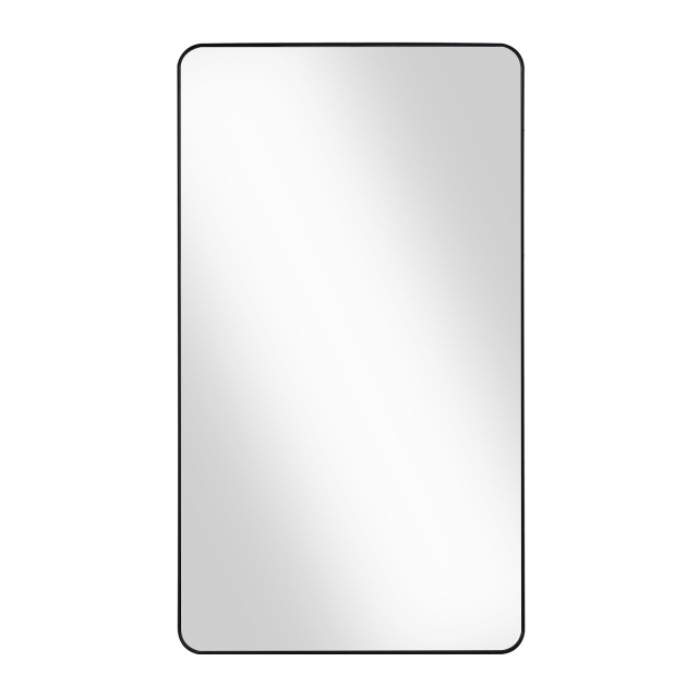 Fundin Black Plastic Medicine Cabinet, Mirror Door with Round Corner Metal Frame, Recessed and Surface Mount Bathroom Wall Medicine Cabinet, 16 x 28 inch Mirror Size