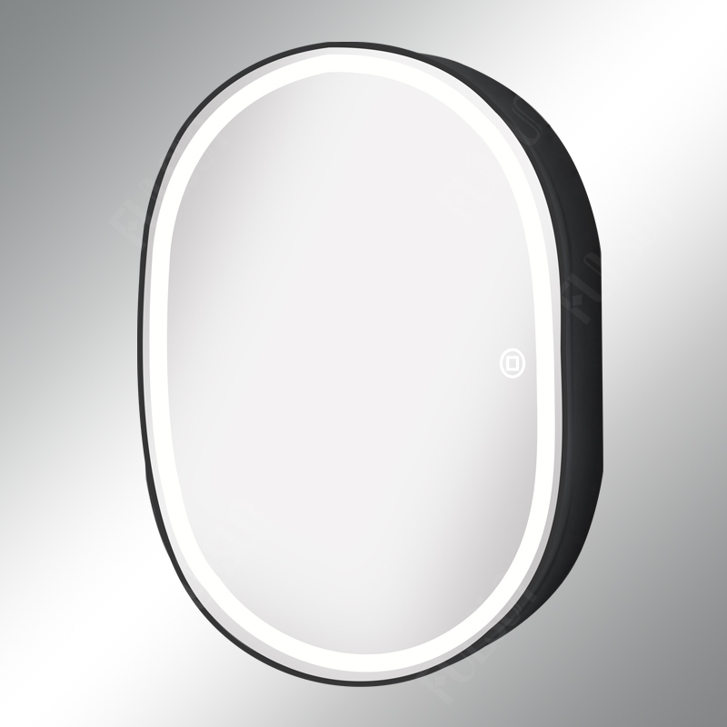 LED Race Shape Metal Mirror Cabinet