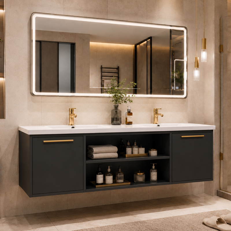 Sleek modern multifunctional bathroom cabinet