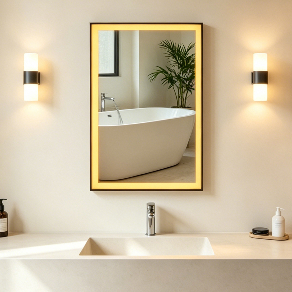 LED Hanging Mirror with Custom Shaped Lighting