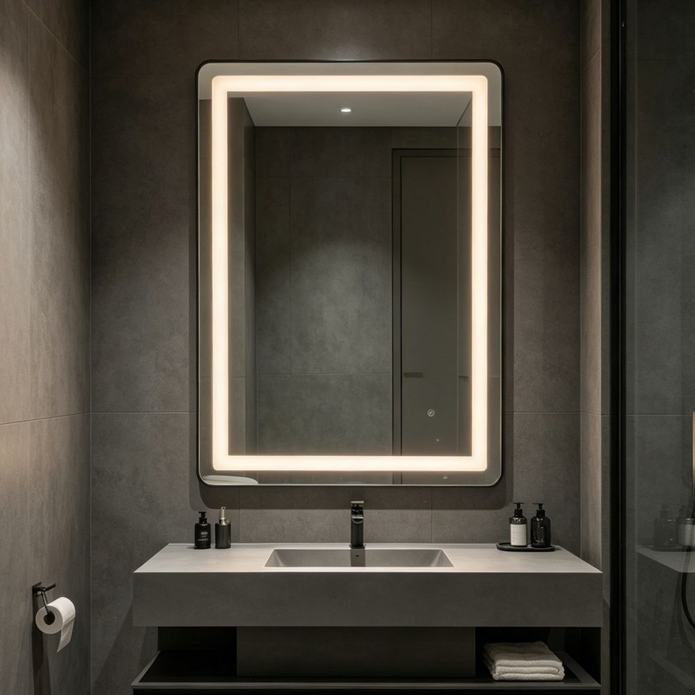 LED Hanging Mirror with Custom Shaped Lighting