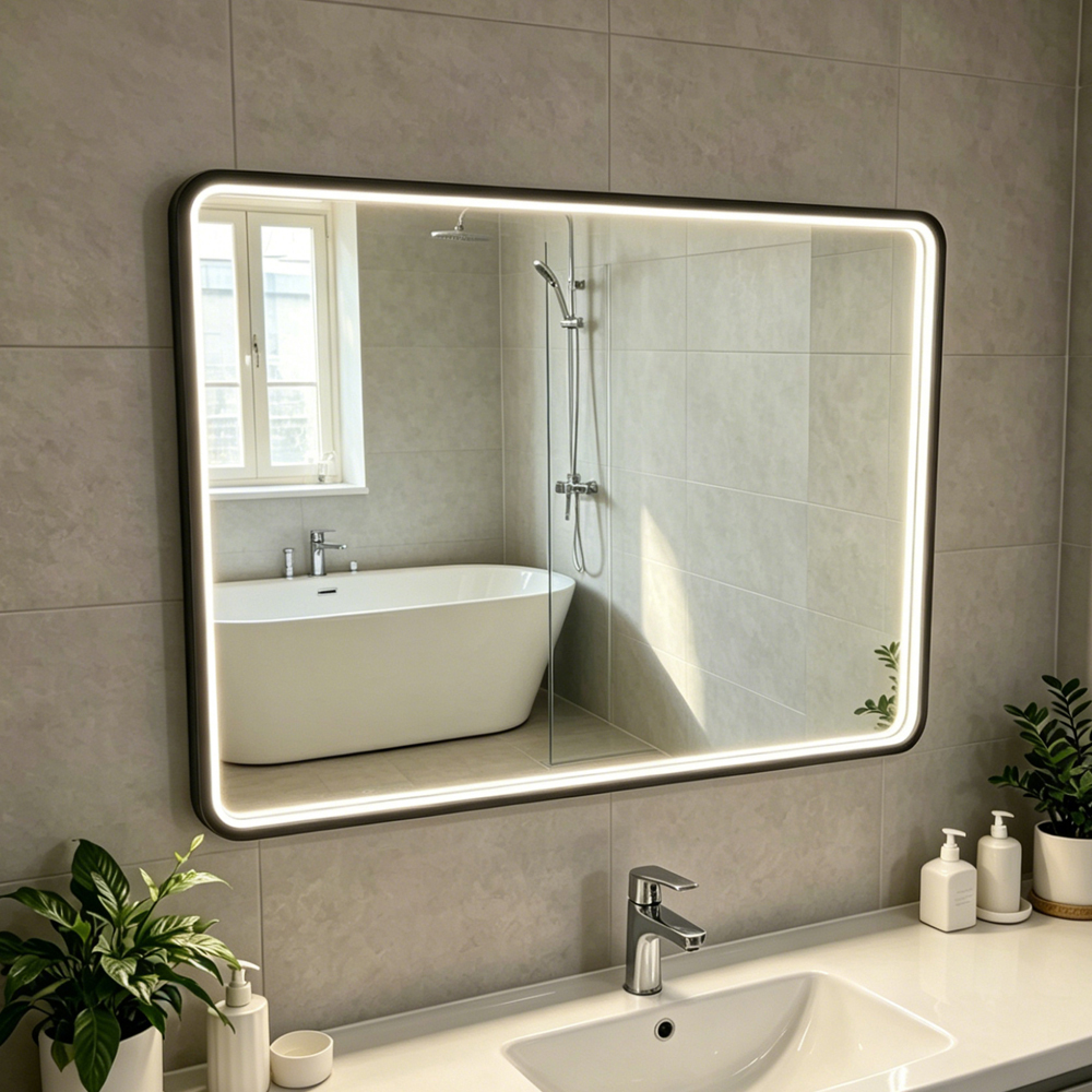 LED Hanging Mirror with Custom Shaped Lighting