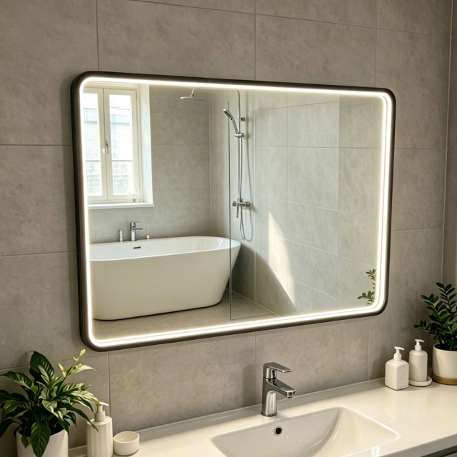 LED Hanging Mirror with Custom Shaped Lighting