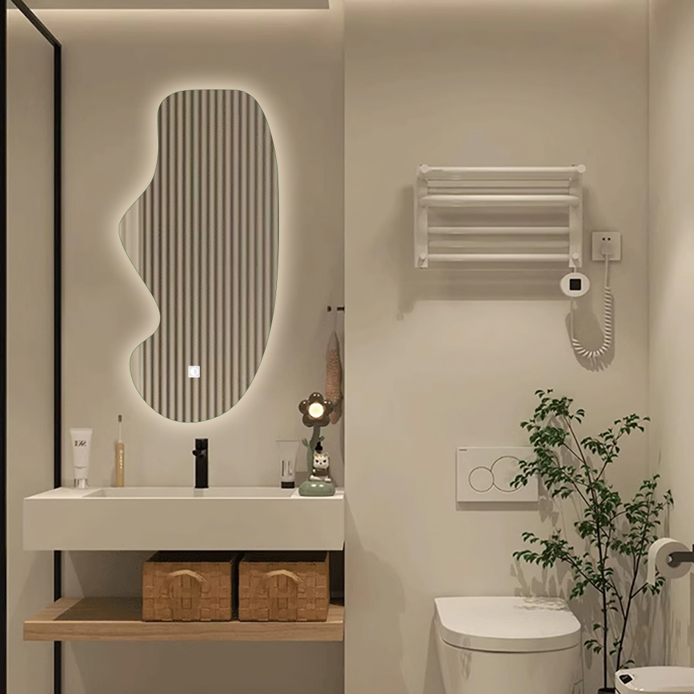 LED Hanging Mirror with Custom Shaped Lighting
