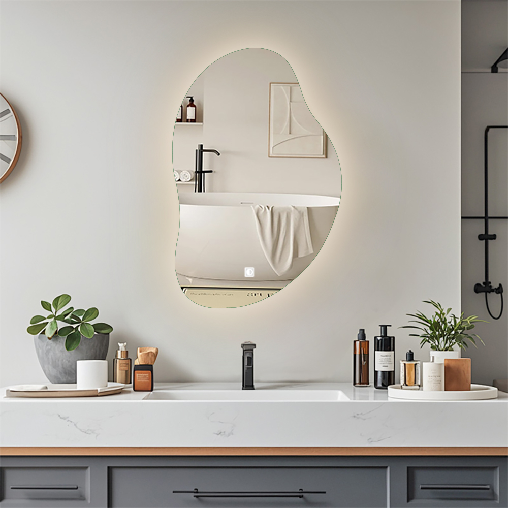 LED Hanging Mirror with Custom Shaped Lighting