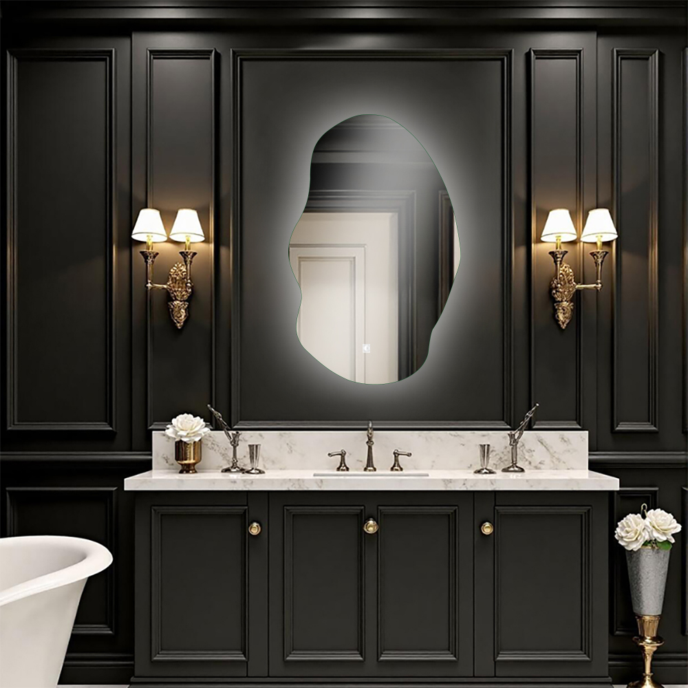 LED Hanging Mirror with Custom Shaped Lighting