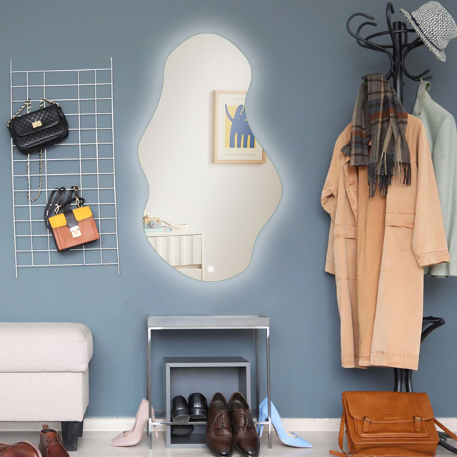 LED Hanging Mirror with Custom Shaped Lighting