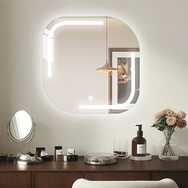 LED Hanging Mirror with Custom Shaped Lighting