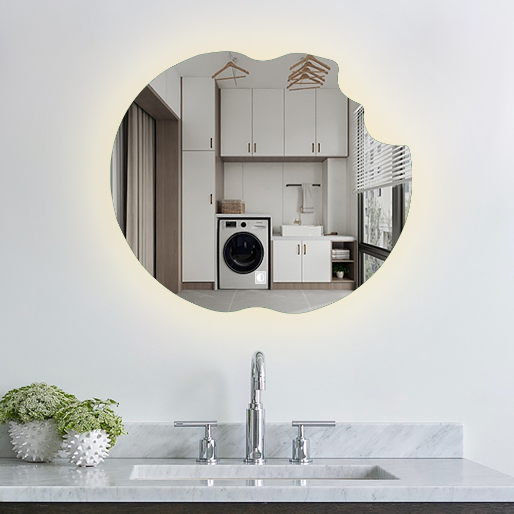 LED Hanging Mirror with Custom Shaped Lighting