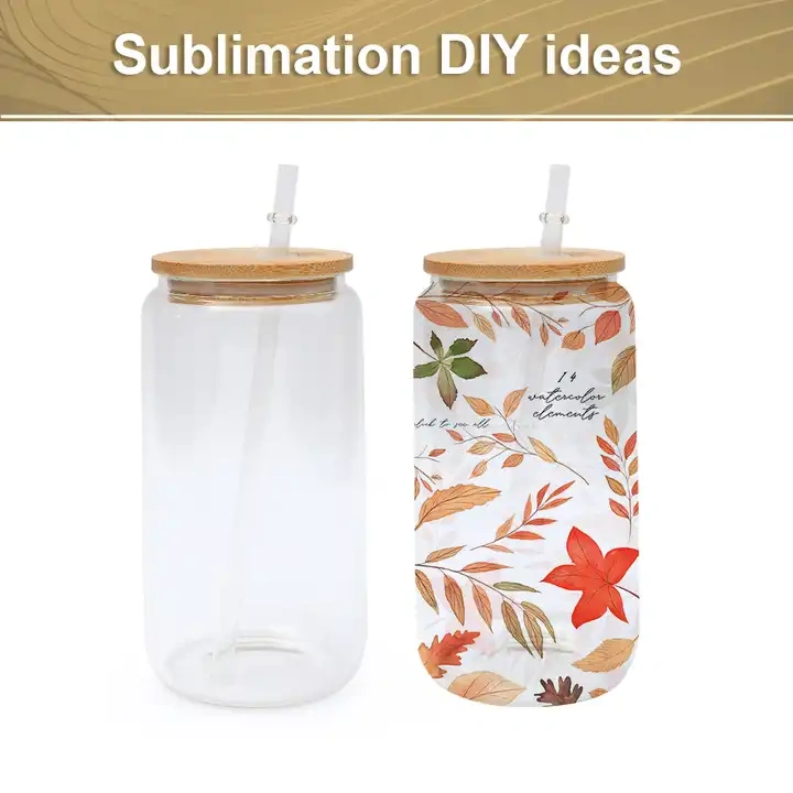 US warehouse stocked 16oz sublimation blanks beer mug drinking glasses can tumbler with bamboo lids and glass straw