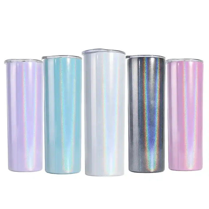 US Warehouse glitter 20oz Sublimation shimmer Glitter Light Tumbler Cups in Bulk With sliding Lid and Straw