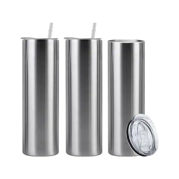 USA warehouse 20oz Silver Tumbler With Straw and Lid 25pcs/case