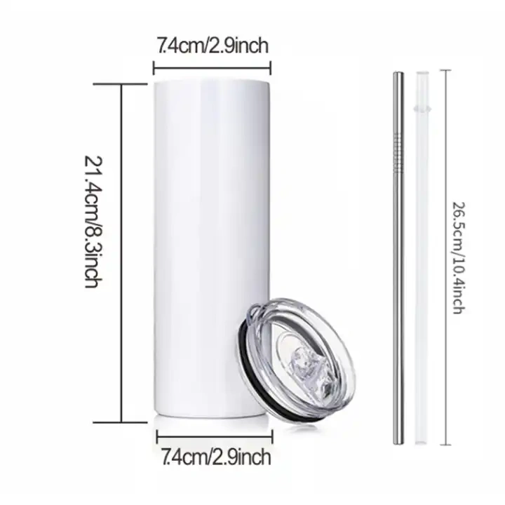 US RTS 20oz Flat-Edge Sublimation Straight Tumbler Skinny (25PCS/50PCS)