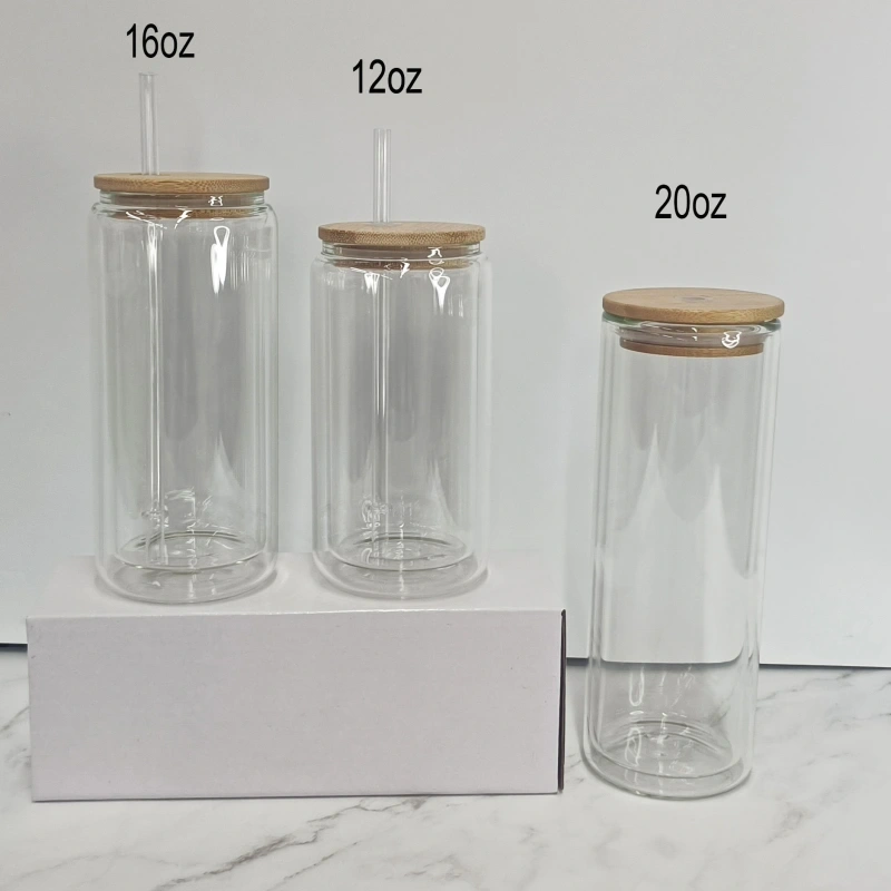 US RTS 16oz Sublimation Double Wall Snow Globe Glass Cup (25PCS) 25pcs/case