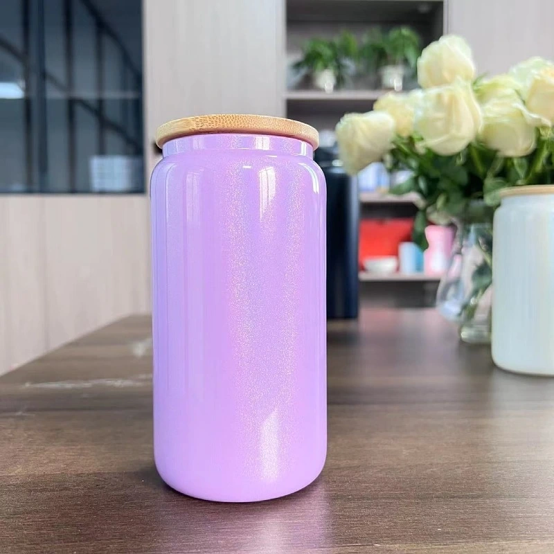 US RTS 16oz Sublimation Glitter Shimmer Glass Cup Free Shipping (30PCS)