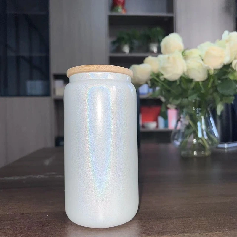 US RTS 16oz Sublimation Glitter Shimmer Glass Cup Free Shipping (30PCS)