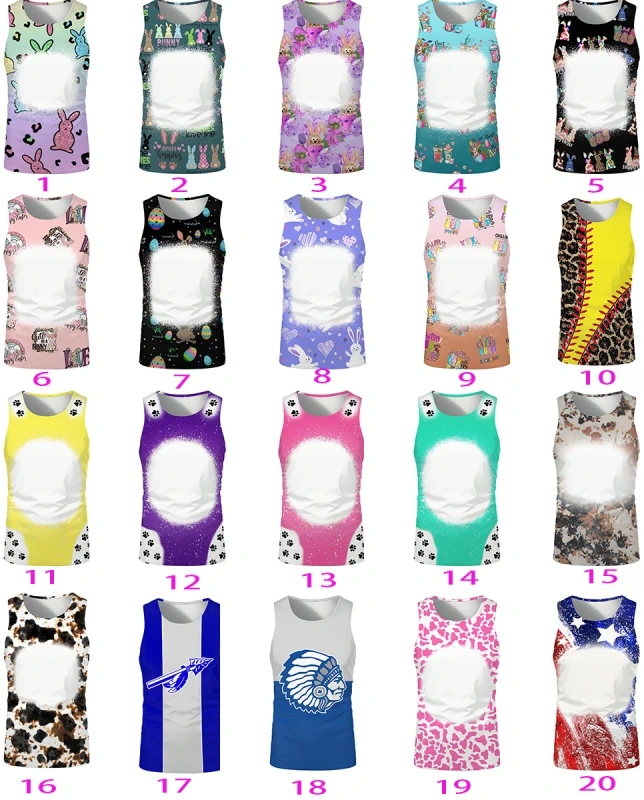 China RTS NEW Sublimation Faux Bleach Sleeveless Shirt Free Shipping (20PCS/60PCS)
