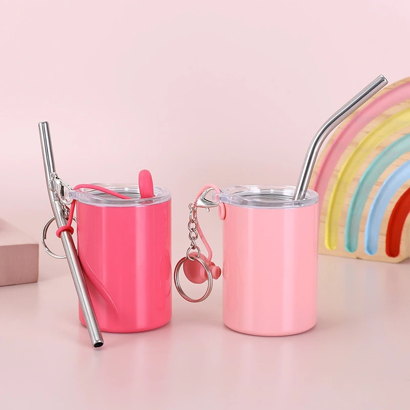 NEW 3oz Sublimation Straight Tumbler Shot Glass with Key Chain Non-vacuum Free Shipping (24pcs)