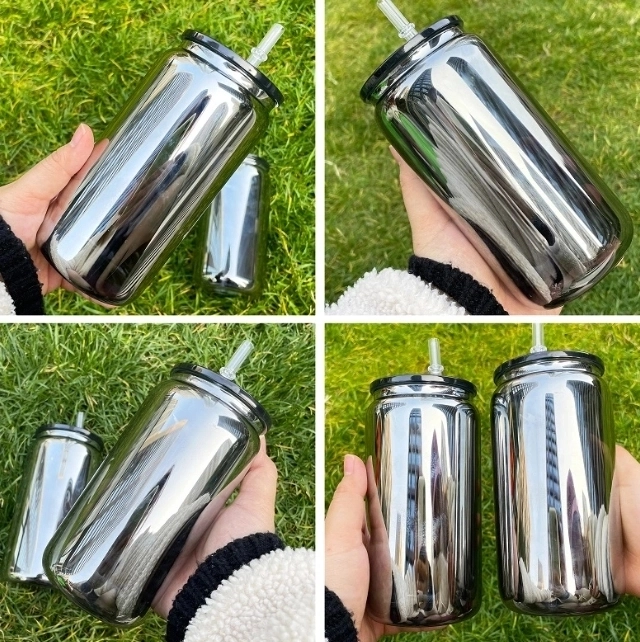 NEW 16oz Mirror Black Glass 50pcs