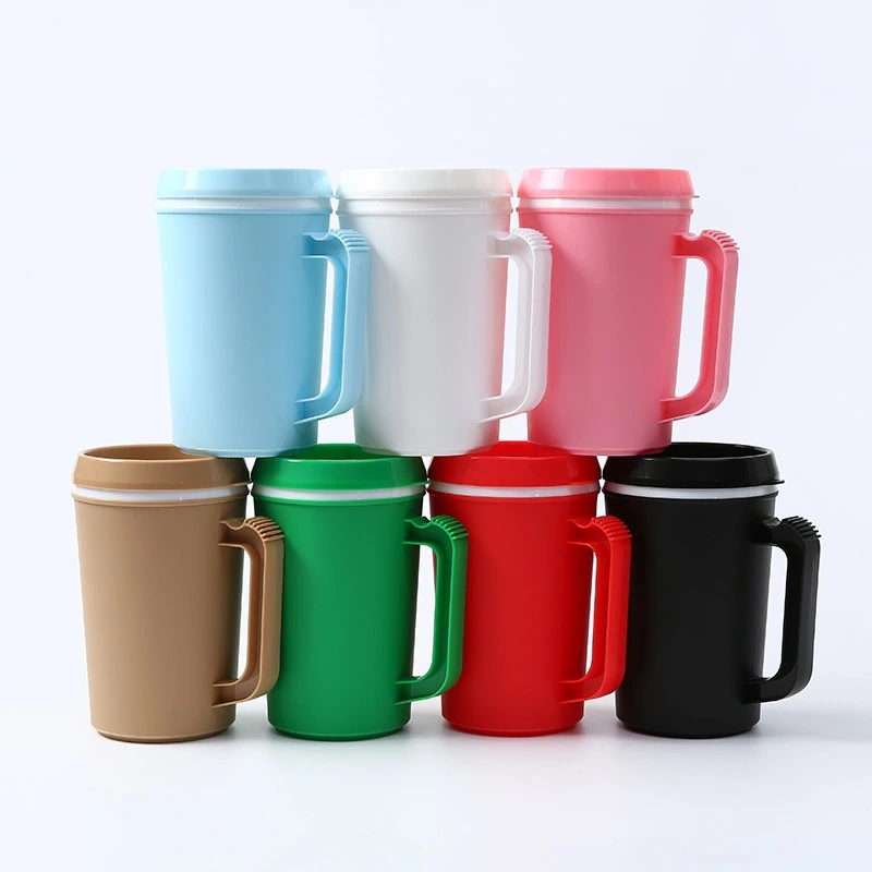 NEW China RTS 650ml PP Double Walled Cup with Straw Free Shipping (30PCS/60PCS)