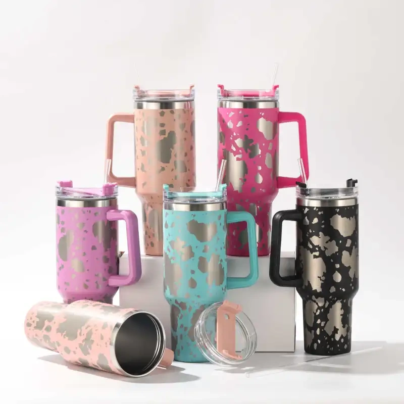 NEW China RTS 40oz Laser Cow Print Mug Free Shipping (12PCS/25PCS)