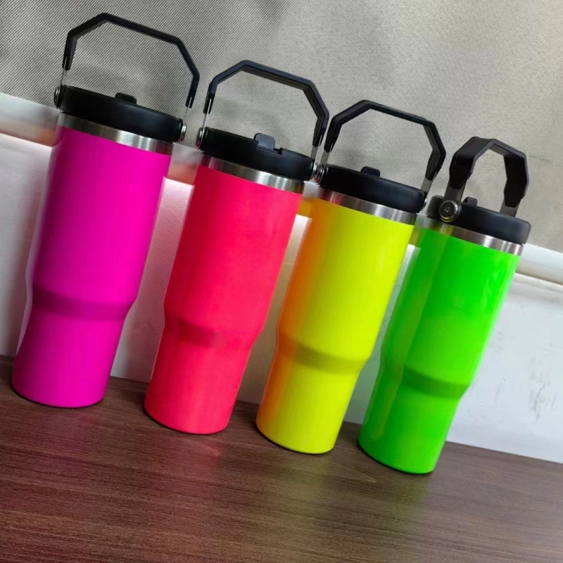NEW China RTS 30oz Sublimation Neon Mugs with Flip Lid Free Shipping (25PCS)