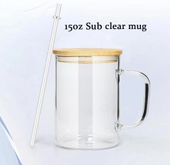 RTS US 15oz Sublimation Clear/Frosted Glass Mug with Handle Free Shipping (25PCS)