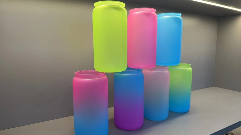 NEW China RTS 16oz Acrylic Plastic Ombre Can with Colored Lid Free Shipping (60PCS)