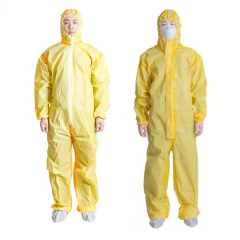Safety Disposable White Sms PP SF Coveral With Hood Medical Microporous Disposable Coverall