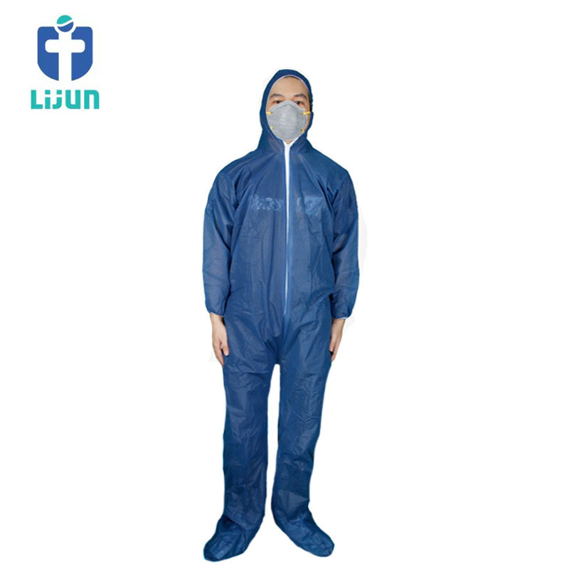 Disposable Nonwoven Safety Clothing Coverall Cheap Type 5/6 Suit SMS Medical Protective Cloth