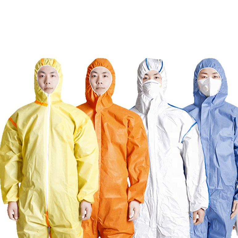 Safety Disposable White Sms PP SF Coveral With Hood Medical Microporous Disposable Coverall