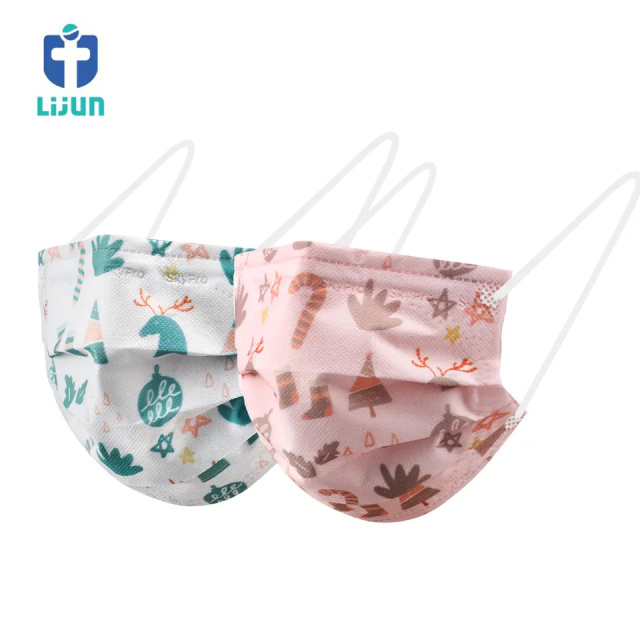 Disposable Masks Print Nonwoven Fabric Face Coverings Facemask Christmas Party Mask Cotton printed Medical Mask 3ply Disposable