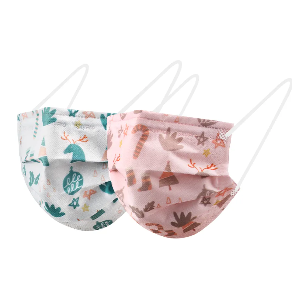 Disposable Masks Print Nonwoven Fabric Face Coverings Facemask Christmas Party Mask Cotton printed Medical Mask 3ply Disposable