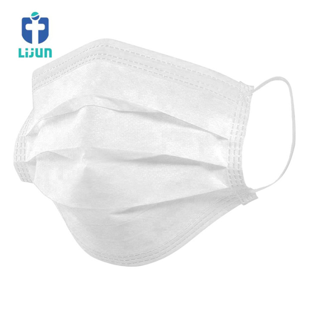 White Surgical Facemask Maskking With Tie Nose Medical Level Anti Dust Nonwoven 3-Ply Disposable Face Mask