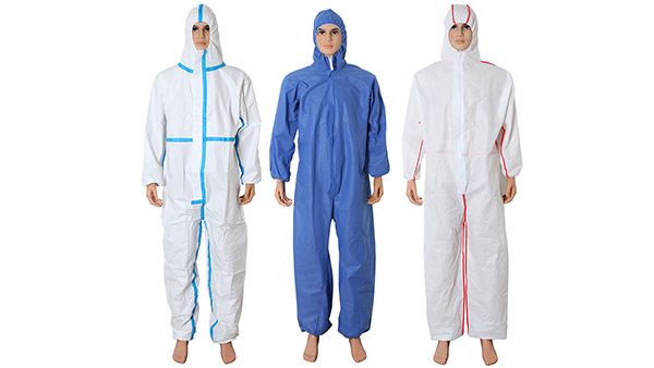 Factory Direct Sale Disposable Coverall Type 5/6 Waterproof Ppe Suit Sms Sterile Protective Clothing Equipment Suits