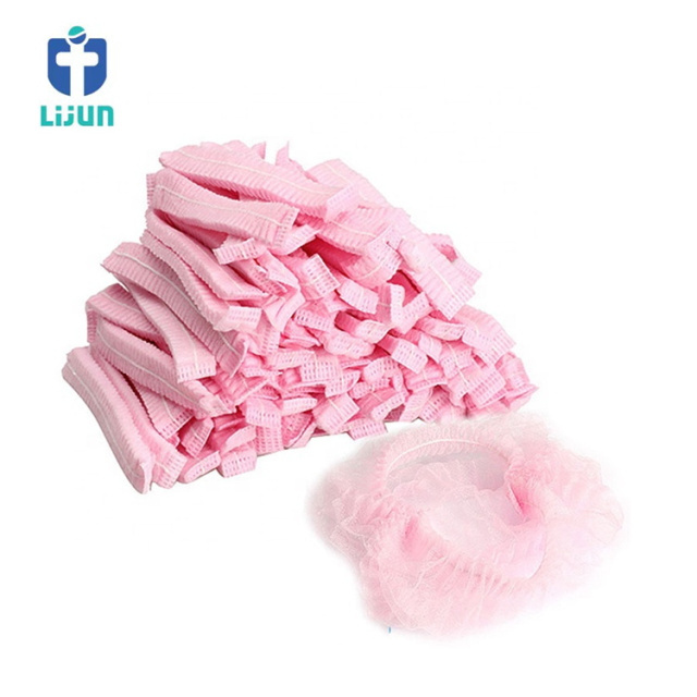 Disposable colorful Head caps Nonwoven Hairnets mob Clip Bouffant Single Double elastic Cap Hat medical use
