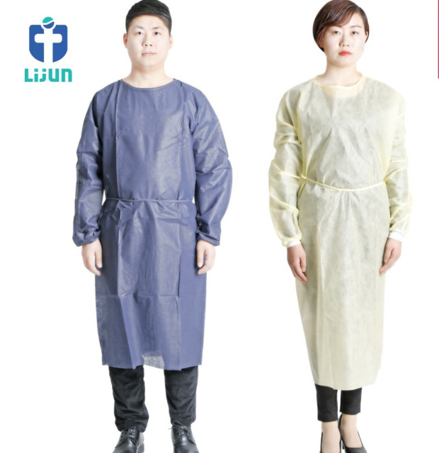 Customized High Quality Disposable Surgical Gowns Breathable Isolation Gown Pp+pe Pl Gown Beautiful Price Export Factory