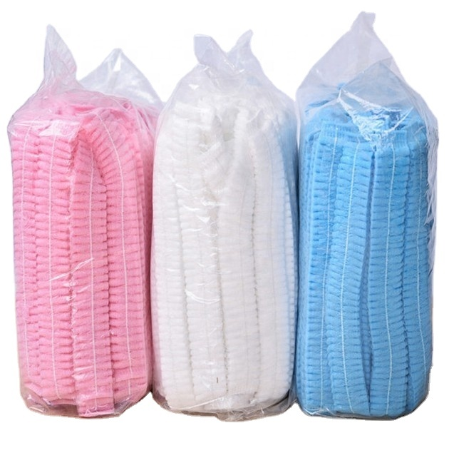 Disposable colorful Head caps Nonwoven Hairnets mob Clip Bouffant Single Double elastic Cap Hat medical use