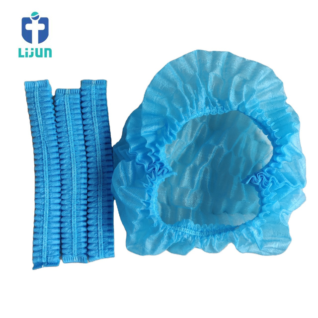 OEM High Quality Disposable non woven mob cap / clip cap / hairnet / non-woven blue cap