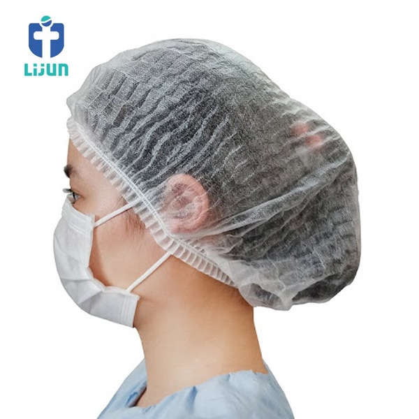 OEM High Quality Disposable non woven mob cap / clip cap / hairnet / non-woven blue cap