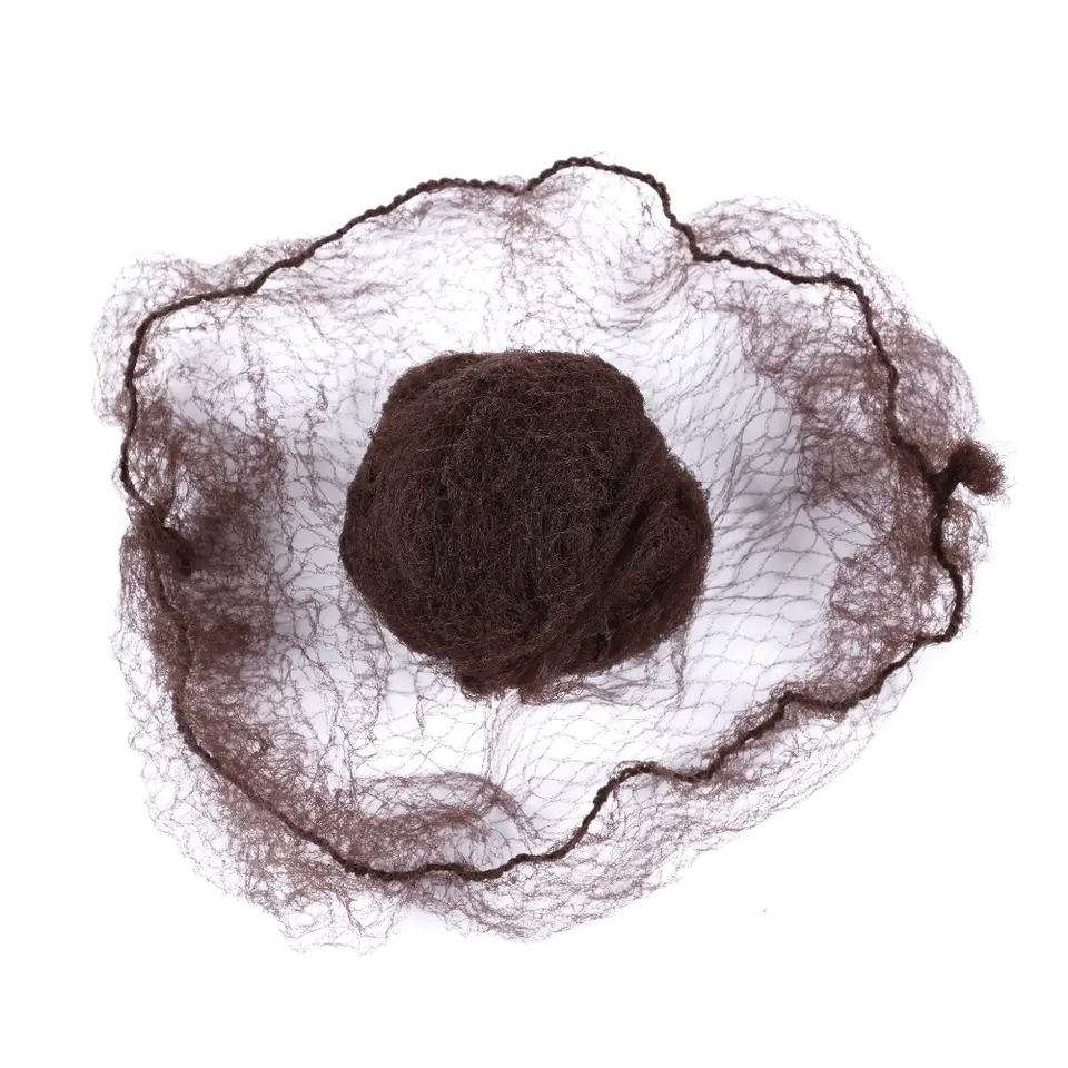 Customized logo invisible hair net for hair bun cover nylon hairnets 5mm nylon Mesh Dance hair net