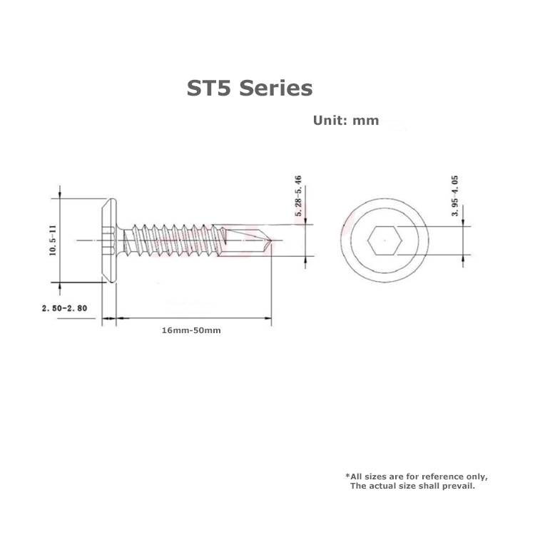 SS410 ST5 Hexagon Flat Head Self Drilling Screws with Self-drilling Thread