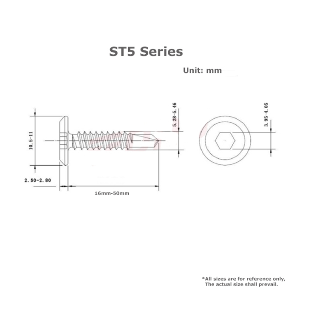 SS410 ST5 Hexagon Flat Head Self Drilling Screws with Self-drilling Thread
