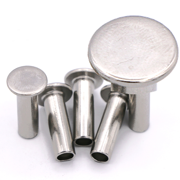 200pcs Aluminum Flat Head Semi-Tubular Rivets - 0.16" X 0.71" (DxH) Silver Rivets For Craft & Repair - View #7