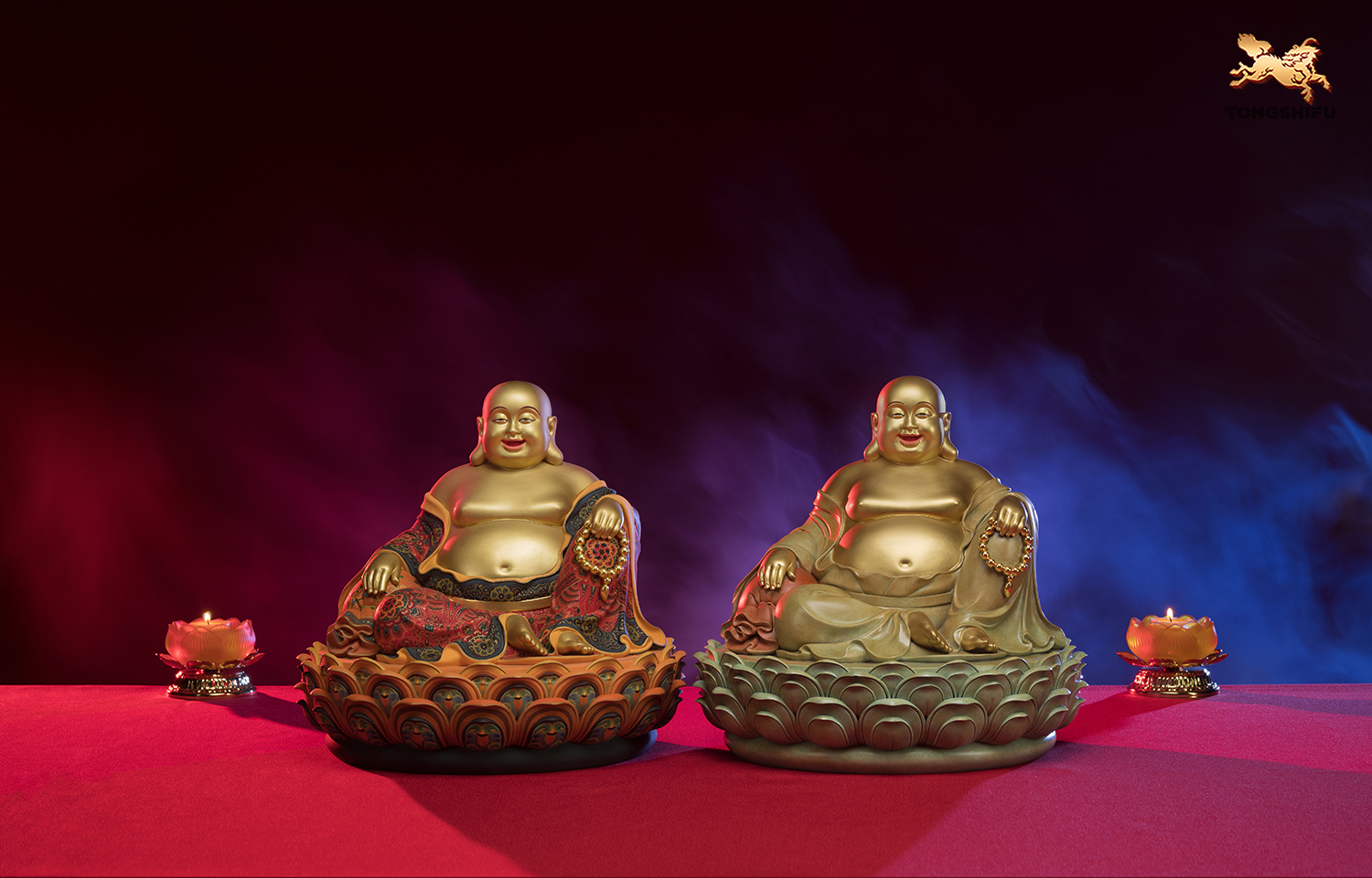 The Laughing Buddha Copper /Color Burning Version/ Color painting version